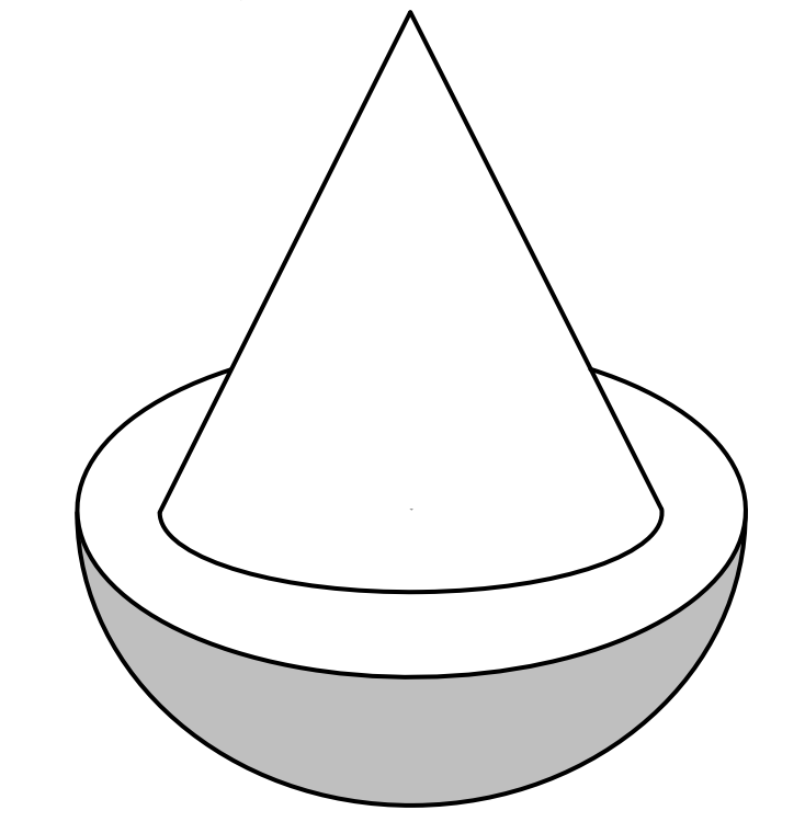 Kegel und Halbkugel als geometrische Form.